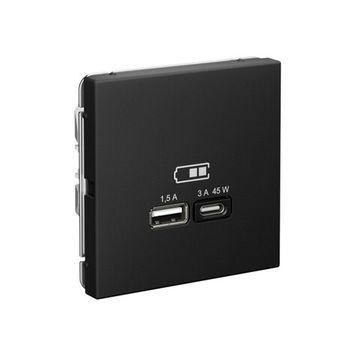 Розетка USB ArtGallery тип A+C 45Вт QC PD высокоскор. ЗУ механизм карбон SE GAL001029
