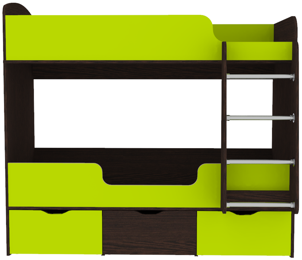 Кровать двухъярусная КарИВи Малыш Двойняшка Венге Лайм