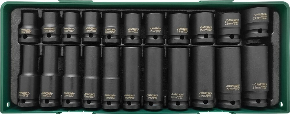 Набор головок ударных 1/2"DRв ложементе, 45566 мм, 22 предмета JONNESWAY S03A4122SP