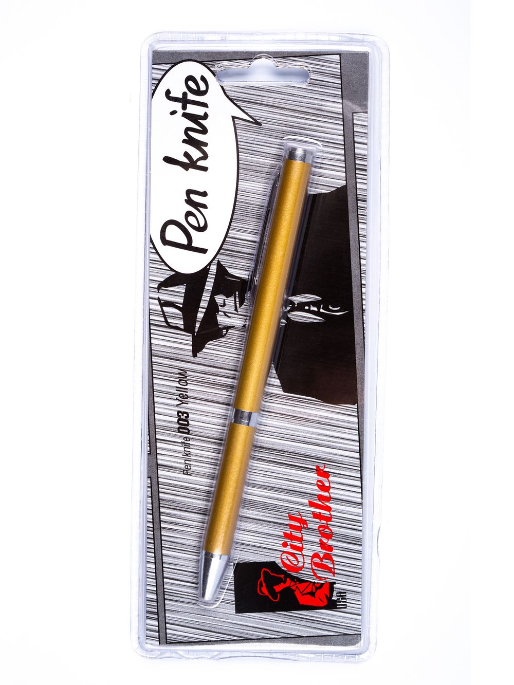 Ручка-нож 003 - Yellow в блистере (City Brother)