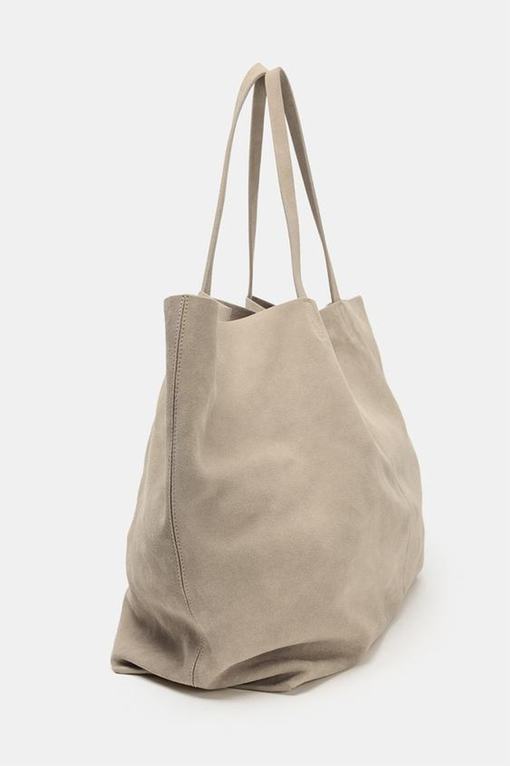 ZARA ЗАМШЕВАЯ СУМКА-ШОПЕР MAXI, ПЕСОЧНЫЙ/КОРИЧНЕВЫЙ