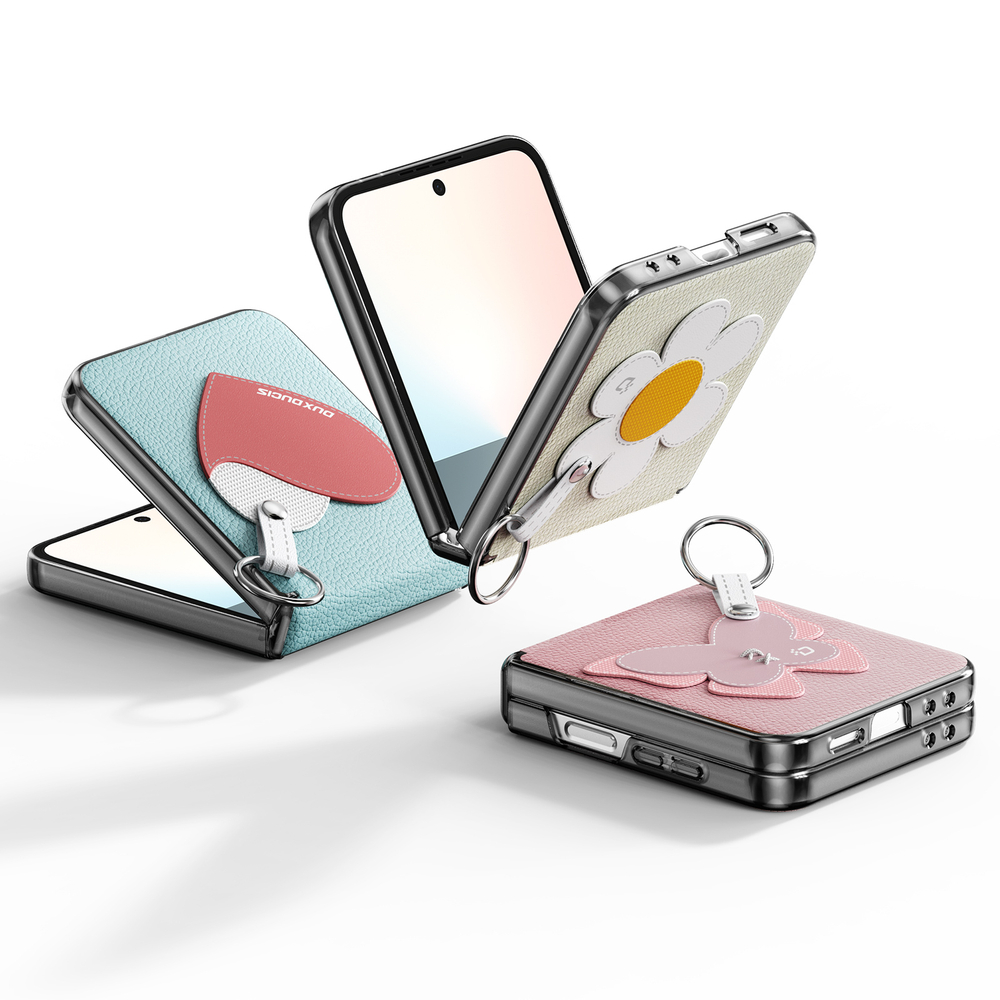 Чехол розового цвета (Butterfly Edition) из искусственной кожи от Dux Ducis для Samsung Flip 7 FE (W25 Flip) и Flip 6, серия Luvy Series Case