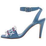 MANOLO BLAHNIK Sheepskin One Strap Sandals 9cm Women"s Blue