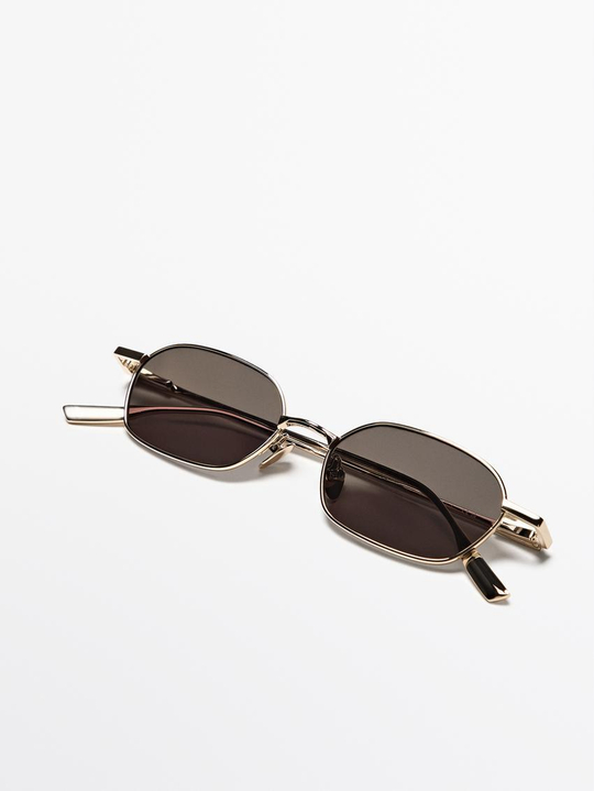 Massimo Dutti Солнцезащитные очки в металлической оправе, золотистый