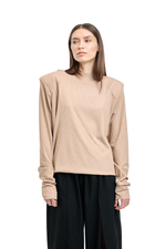 Лонгслив с бельевой деталью бежевый