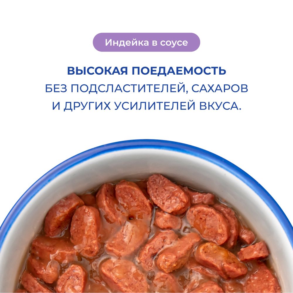 Пауч Jarvi для кошек с чувствительным пищеварением, индейка, кусочки в желе