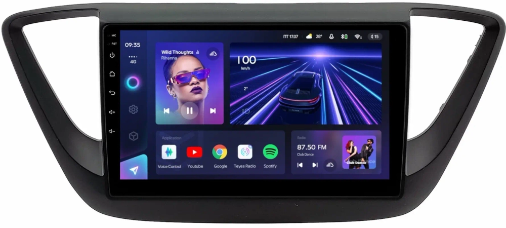 Магнитола для Hyundai Solaris 2 2017-2022, Solaris HS 2024+ (рамка черная матовая) - Teyes CC3 на Android 10, QLED, ТОП процессор, 4Гб+32Гб, CarPlay, 4G SIM-слот