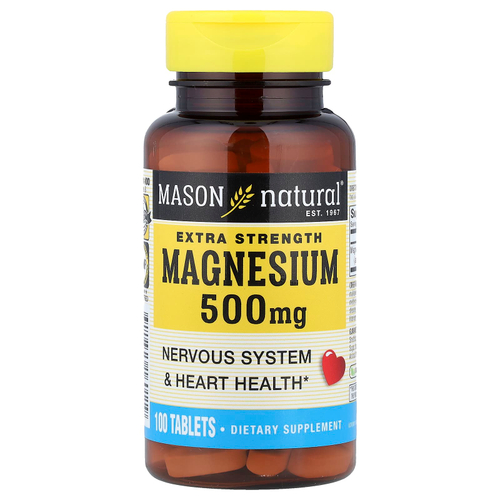 Mason Natural, магний, 500 мг, 100 таблеток