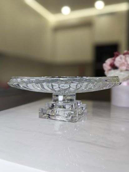 Блюдо из стекла на ножке 33х12,5 см. Oceania