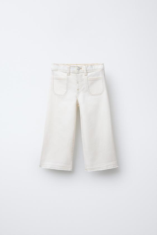 ZARA ДЖИНСЫ-КЮЛОТЫ COMFORT, ЖЕЛТОВАТО-БЕЛЫЙ