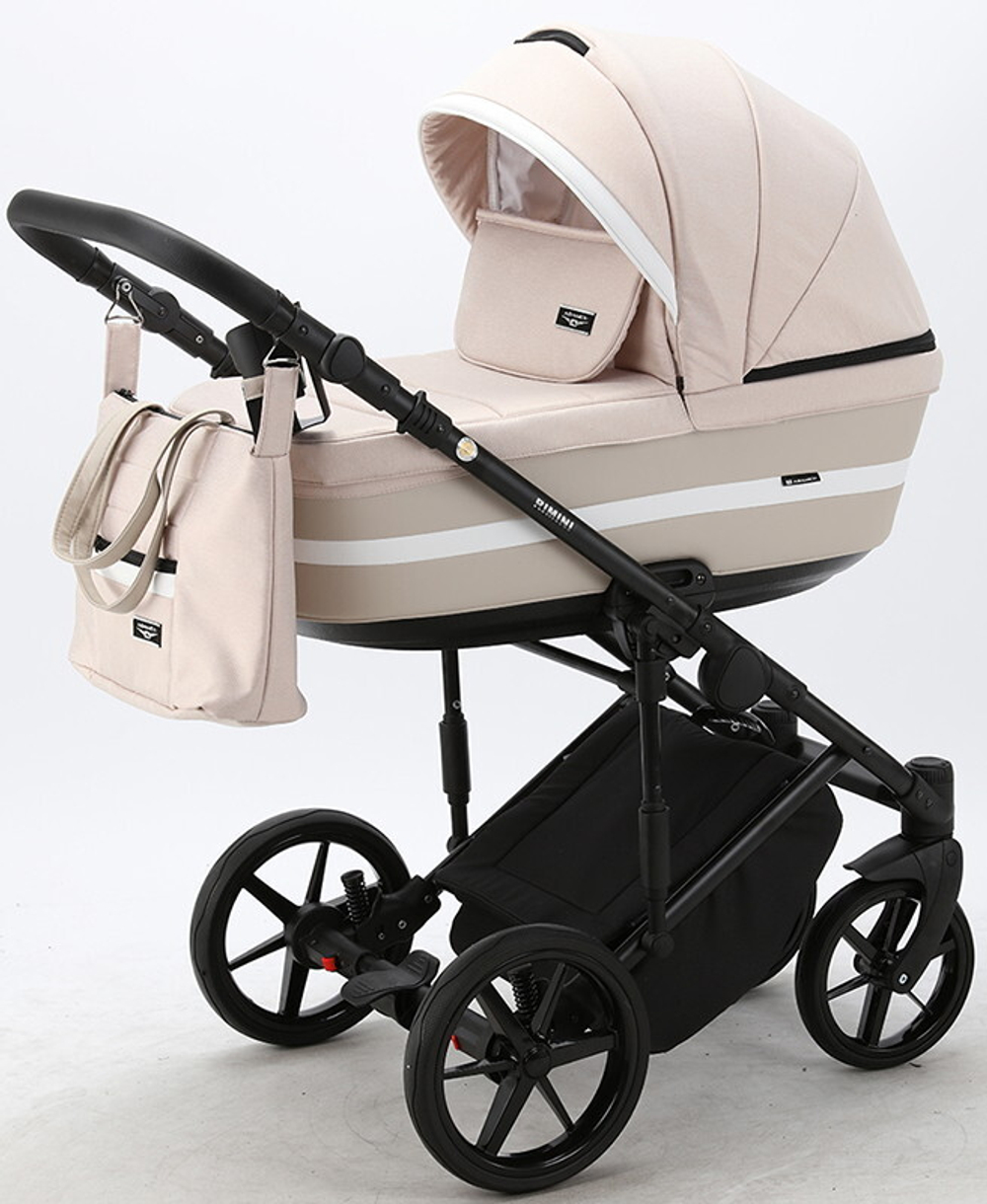 Детская коляска Adamex Rimini 3 в 1 RI80-TIP СВ.БЕЖЕВО-РОЗОВ+СВ.БЕЖ.КОЖА+БЕЛ.ОТДЕЛКА