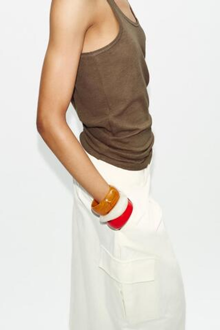 ZARA НАБОР ИЗ ТРЕХ ЖЕСТКИХ БРАСЛЕТОВ, РАЗНОЦВЕТНЫЙ