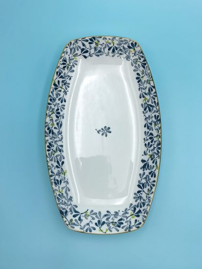 Блюдо овальное 30 см. "Япония" синий декор