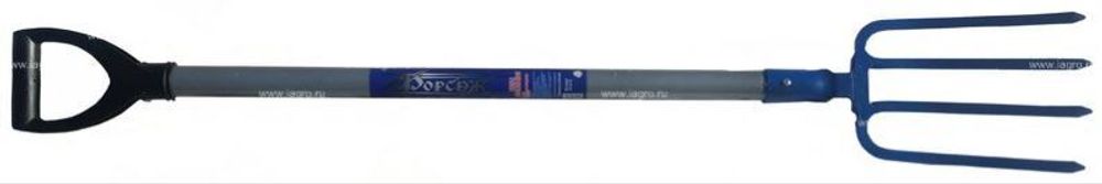 Вилы 4-х р. плоские копальные, кованно-сварные с алюм.черенком и V-ручкой ''Форсаж'' Вилы 4-х р. плоские копальные, кованно-сварные с алюм.черенком и V-ручкой ''Форсаж''