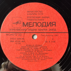 Винтажная виниловая пластинка LP Робертино Лорети, Robertino Loretti, Душа И Сердце (СССР 1987)
