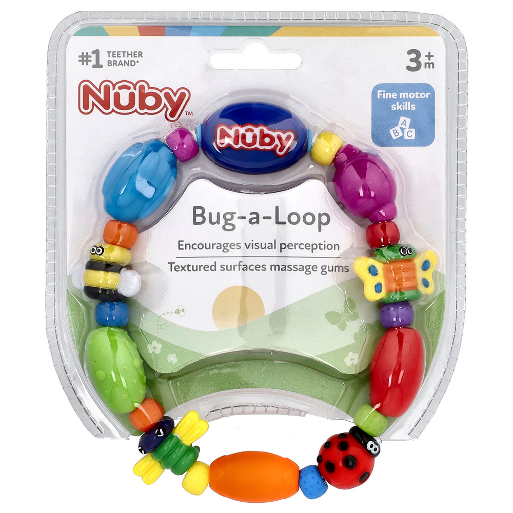 Nuby, Bug-a-Loop, прорезыватель для зубов, для детей от 3 месяцев, 1 шт.