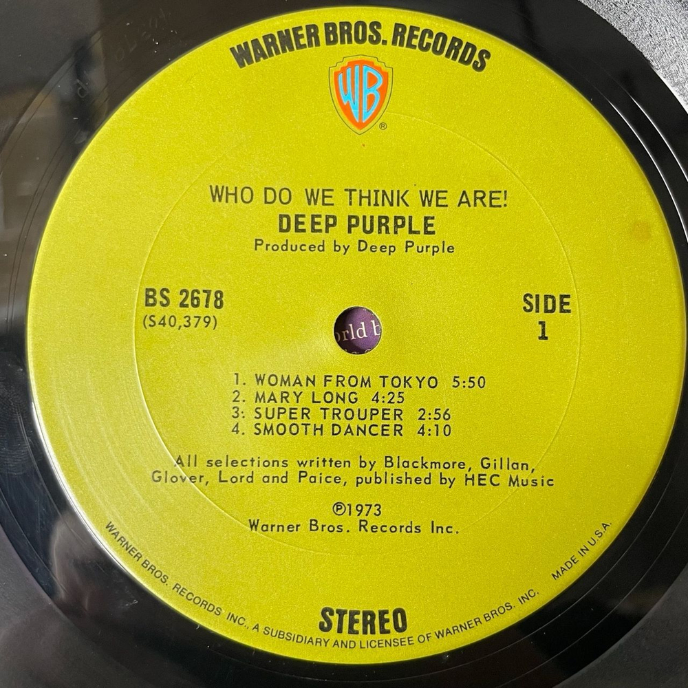 Винтажная виниловая пластинка LP Deep Purple Who Do We Think We Are (USA 1973) Первый Пресс Болотный Ворнер