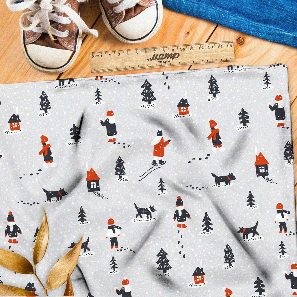Ткань атлас зимняя сказка