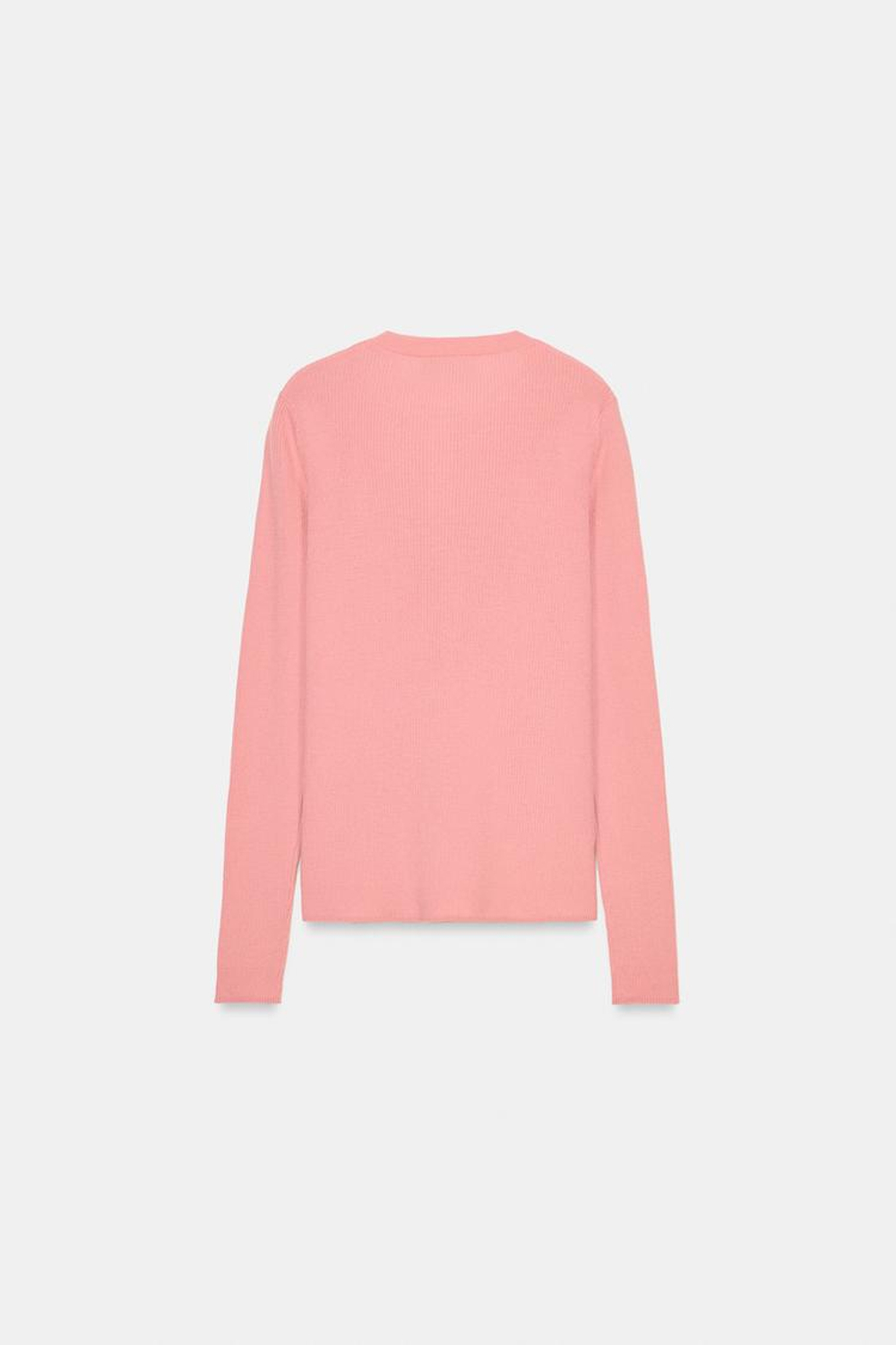 ZARА КАРДИГАН ИЗ 100% ШЕРСТИ В РУБЧИК, РОЗОВЫЙ