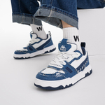 Kappa trend all-match non-slip wear-resistant lightweight low-top sneakers for men and women with the same style of white and blue