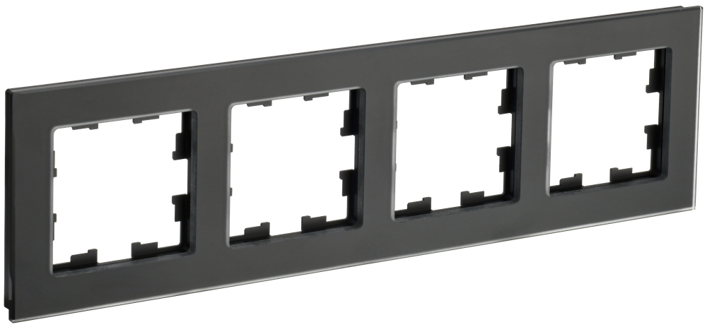 BRITE Рамка 4-местная РУ-4-2-Бр стекло черный матовый IEK
