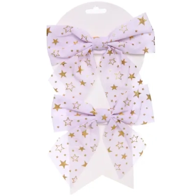 Бант на ёлку «Звездопад» 15*15 см (набор 2 шт), Белый/золото