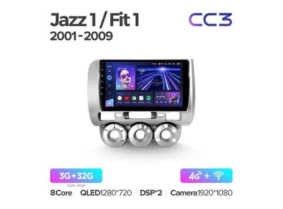 Магнитола Teyes CC3 3-32 Honda Jazz 1 GD 2001 — 2008 9.0"
