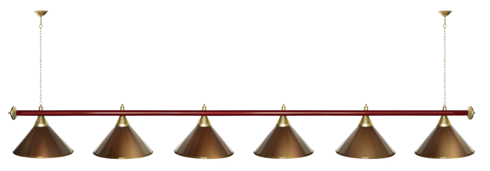 Лампа STARTBILLIARDS 6 пл. (плафоны зеленые,штанга зеленая,фурнитура золото)