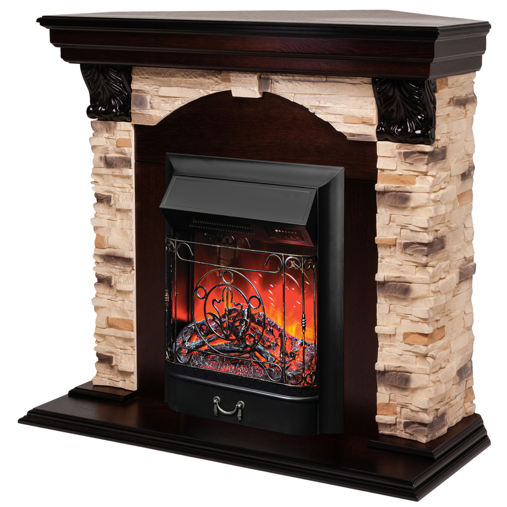 Каминокомплект Real Flame Dublin Corner Rock AO с очагом Majestic Lux Black RC (угловой)