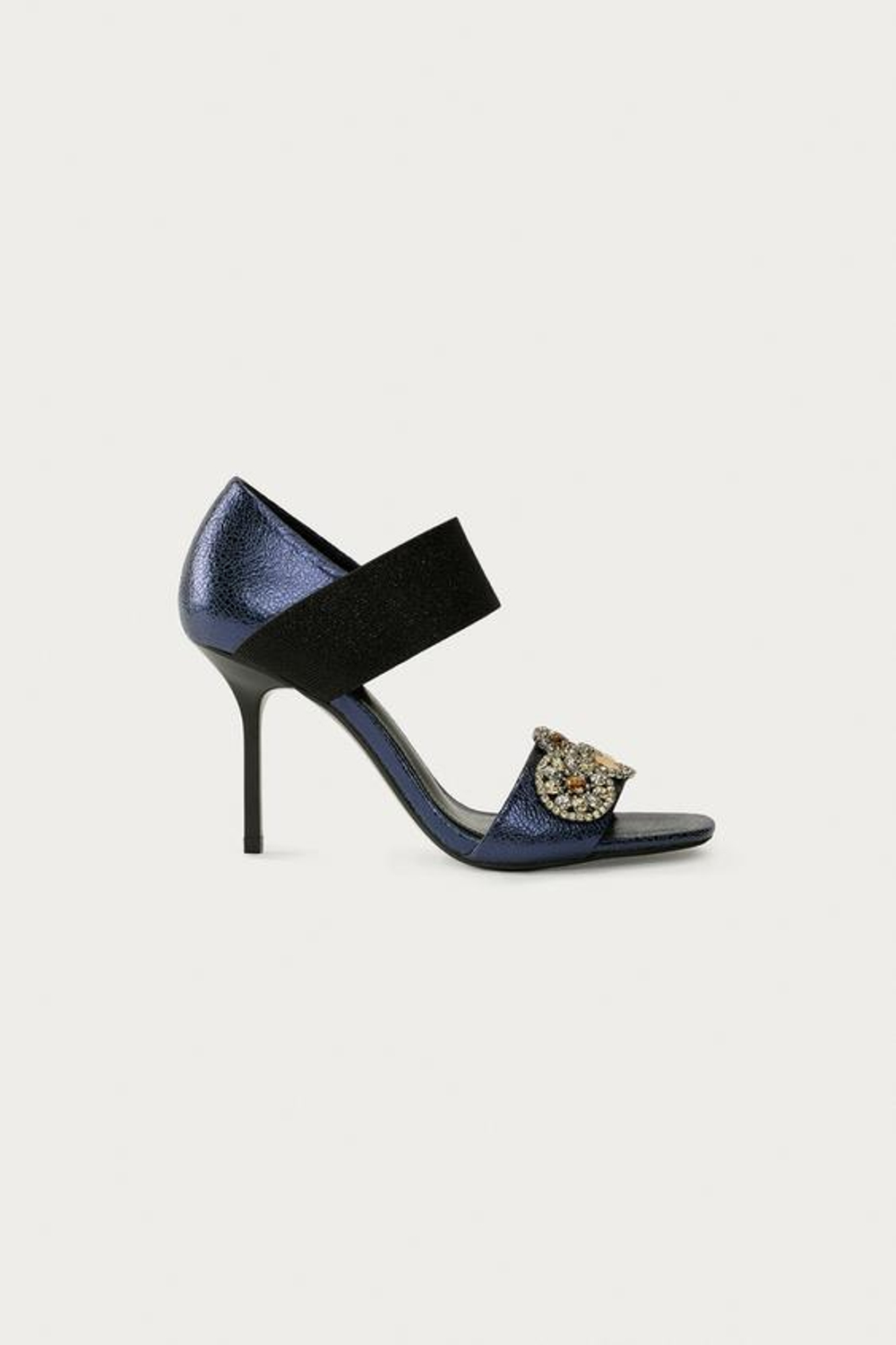 ZARA X MARISA BERENSON БОСОНОЖКИ НА КАБЛУКЕ ИЗ МЕТАЛЛИЗИРОВАННОЙ КОЖИ, СИНИЙ