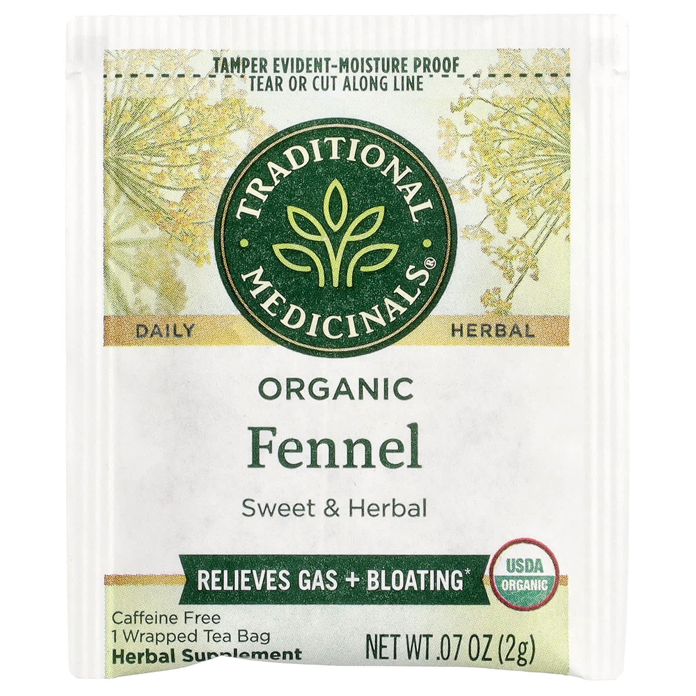 Traditional Medicinals, Органический фенхель, без кофеина, 16 чайных пакетиков в упаковке, 1,13 унции (32 г)