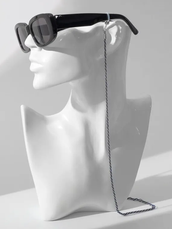 Цепочка для очков "Эстетика" №32, цвет сине-серебристый, 70 см