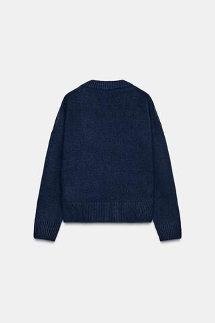 ZARA СВИТЕР ИЗ МЯГКОГО ТРИКОТАЖА С V-ОБРАЗНЫМ ВЫРЕЗОМ, МОРСКОЙ СИНИЙ