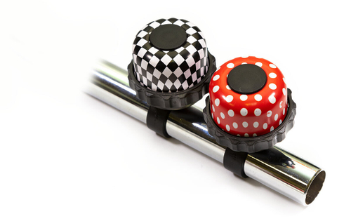 Звонок механический шестерёнка d 48мм алюминий-пластик, ромбы бело-черный