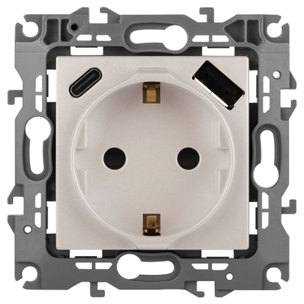 Розетка ЭРА Серия 12 12-4108-15 2P+E 16A-250В со шторками с USB type-A+C 5В-3А перламутр