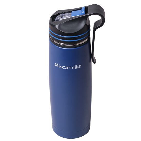 Термос-Бутылка спортивная 500 мл. Kamille KM-2058 из нержавеющей стали с трубочкой и клипсой