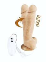 Телесный вибратор-ротатор на присоске Cesar Vibrator & Rotator - 17,5 см. (Цвет: телесный)