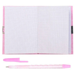 Блокнот детский Basir на замке, с ручкой, формат А6, серия "Девочка", переплет 7БЦ, 15*11 см, 48 листов, 4 цвета ассорти