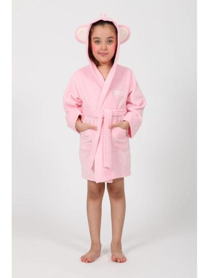 Халат детский  бамбуковый с капюшоном МЫШОНОК розовый  NUSA Турция