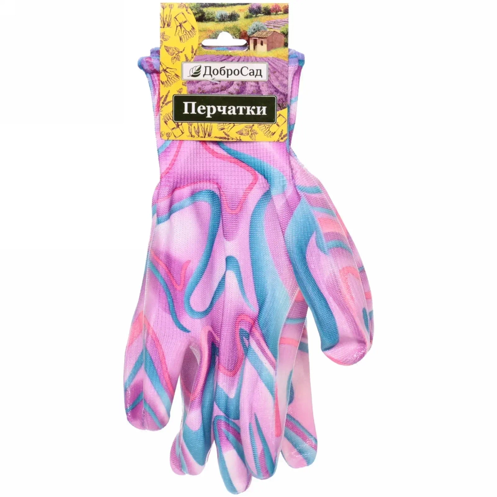 Перчатки нейлоновые «Фантазия-Радужное настроение» с резиновым покрытием покрытием полуоблитые 8 р-р ДоброСад