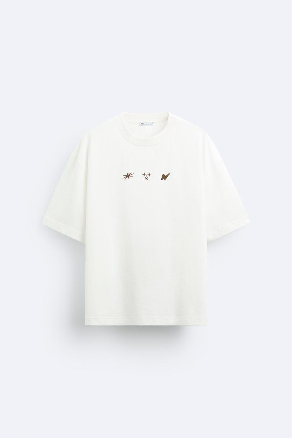 ZARA ФУТБОЛКА СВОБОДНОГО КРОЯ, ЖЕЛТОВАТО-БЕЛЫЙ