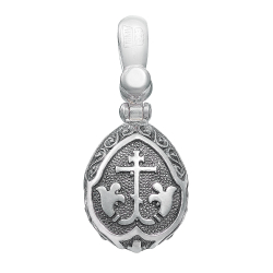 Ладанка из серебра/Чернение/С подвижным ухом/Со вставкой из прозрачного фианита/Семистрельная