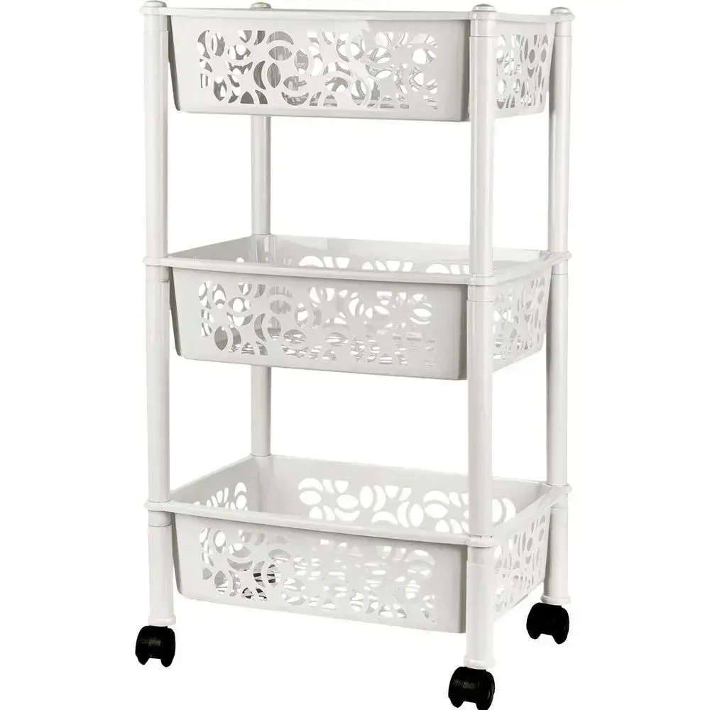 Этажерка Keeplex Light на колесиках трехсекционная прямоугольная 37х16см белое облако