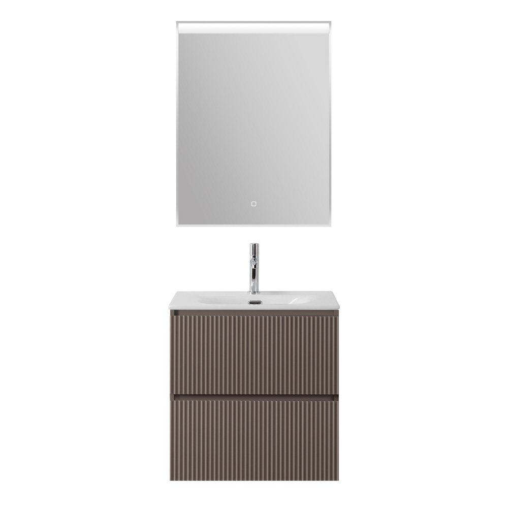 Тумба с раковиной подвесная BelBagno UNO-MINI-600-2C-SO-СO Бежевый матовый, раковина белая BB-8099-3-60