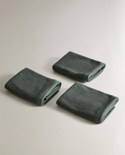 ZARA HOME НАБОР ХЛОПКОВЫХ ПОЛОТЕНЕЦ ДЛЯ РУК (3 ШТ.), ЗЕЛЕНЫЙ