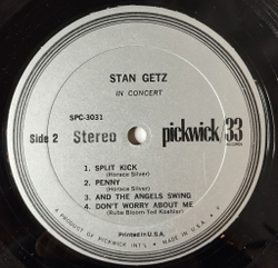 Винтажная виниловая пластинка LP Stan Getz In Concert (USA 1966)