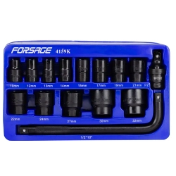 Набор головок ударных 15пр. 1/2''(6-гр.) (10,12, 13, 14, 15, 17, 19, 21, 22, 24, 27, 30, 32мм) в ложементе Forsage F-4159K