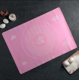 Силиконовый коврик с разметкой для раскатки теста и выпечки 64,5*45 см Розовый