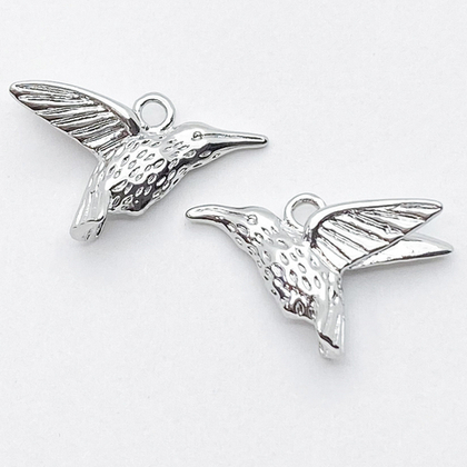 Подвеска Колибри, цвет серебро (родий), размер 14*18 мм, цена за 1 шт