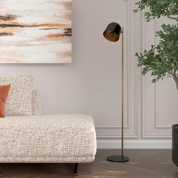 Торшер Enkel Kopp, 142 см, черный/золотистый